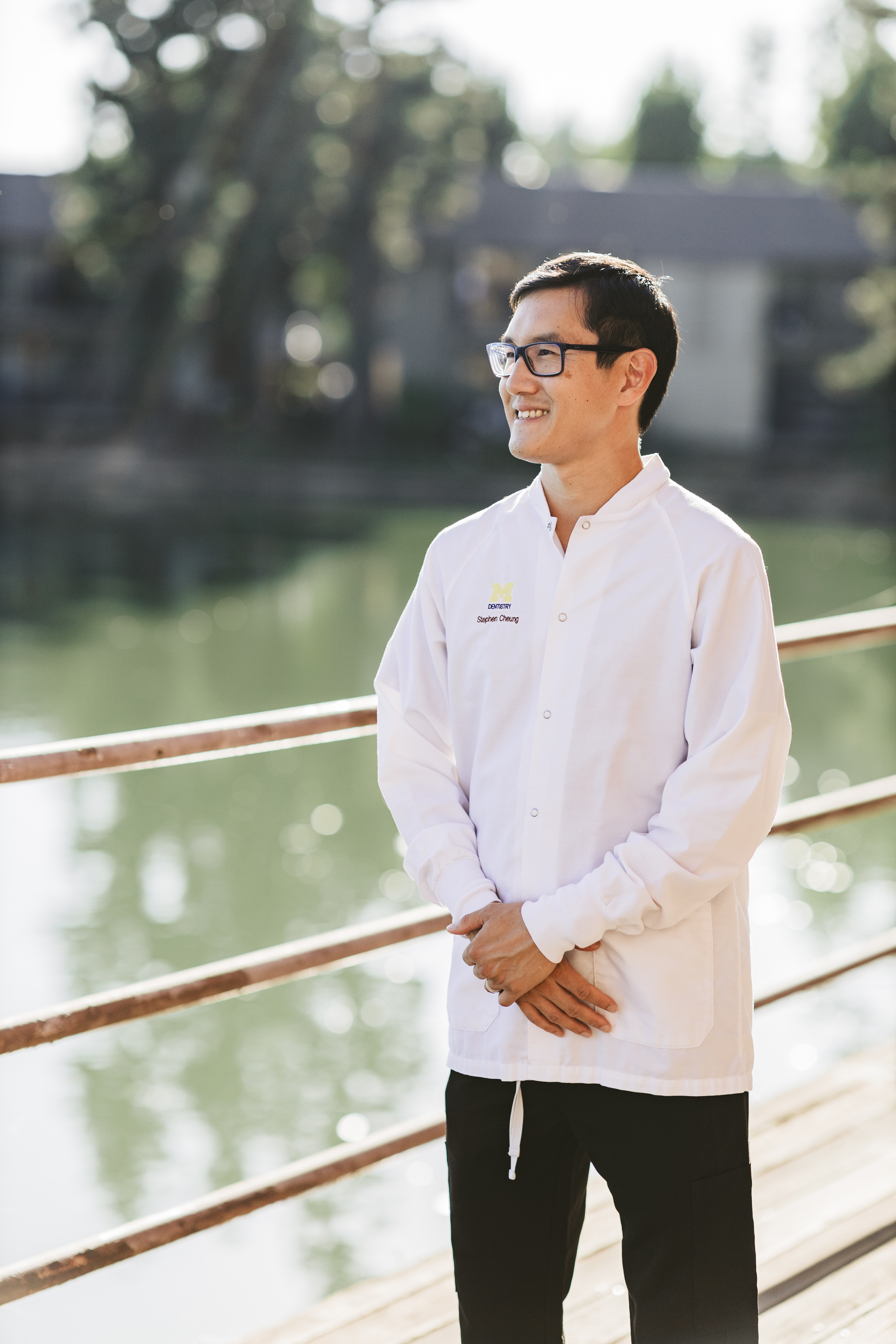 Dr. Stephen Cheung standing by the lake outside his Lodi practice
